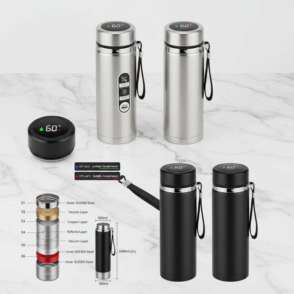 LED Insulated Flask - Temp Display