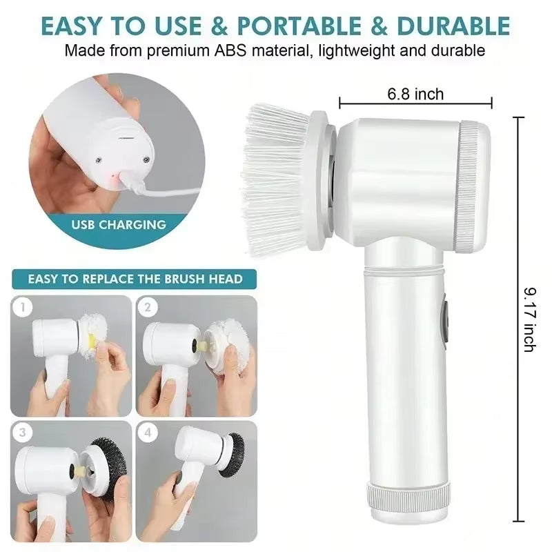 5 in 1 Cordless Spin Scrubber - Brush Heads
