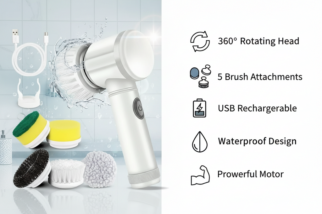 5 in 1 Cordless Spin Scrubber - Brush Heads