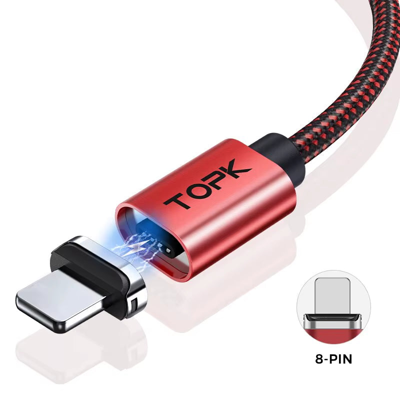 Magnetic Charging Cable 3A Micro USB Type C Cable with Led Light Magnet Phone Charger Cord for Iphone Android Devices