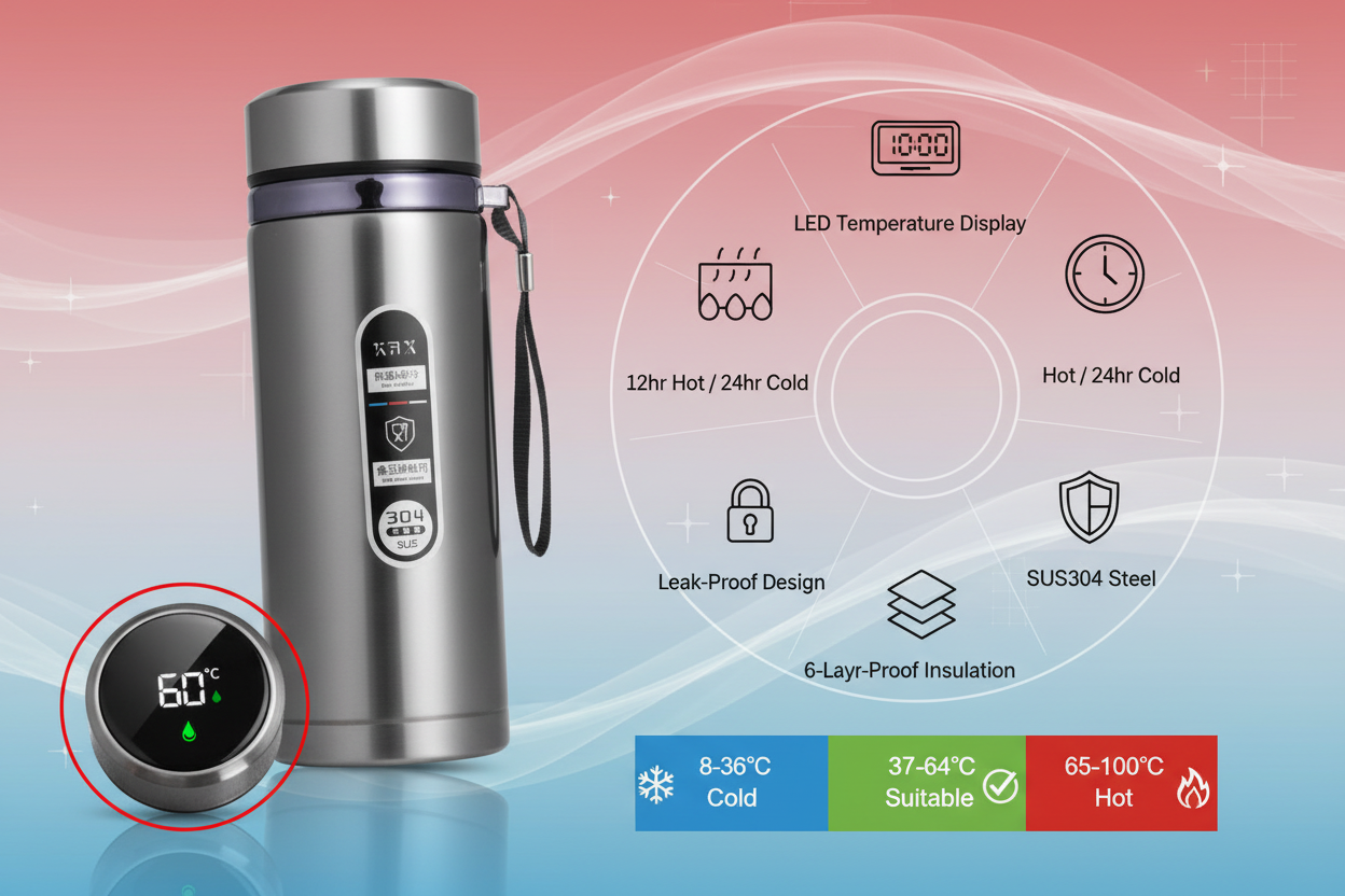 LED Insulated Flask - Temp Display