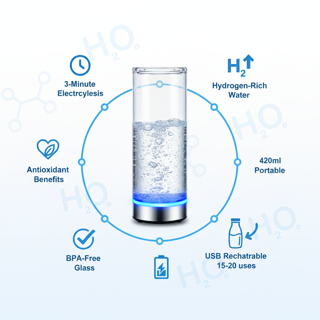Hydrogen Water Bottle - 420ml Alkaline Water Generator