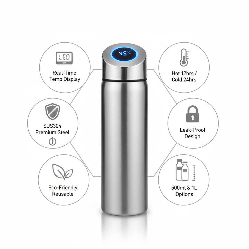 LED Insulated Flask - Temp Display