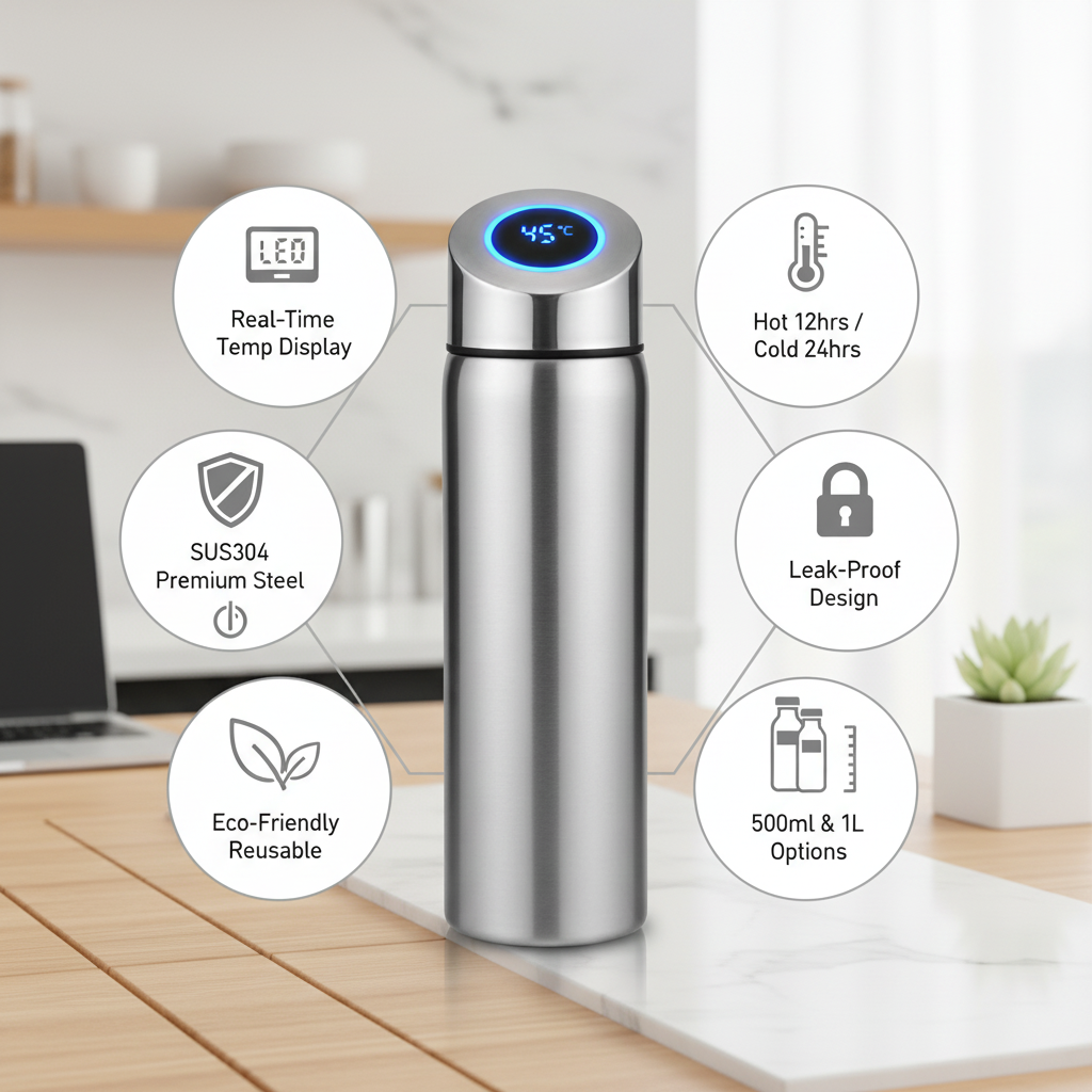 LED Insulated Flask - Temp Display